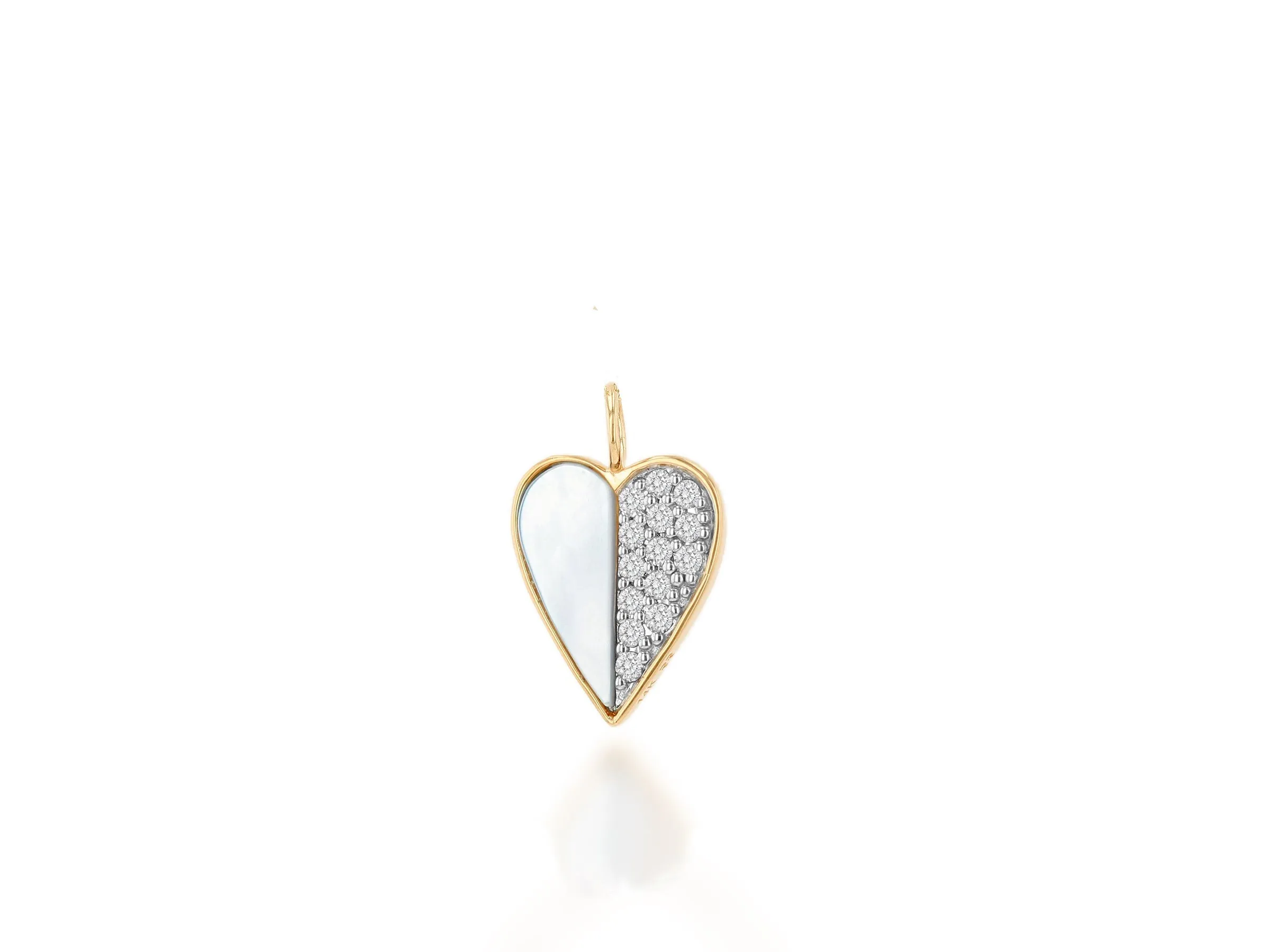 Diamond And Mother Of Pearl Heart Charm