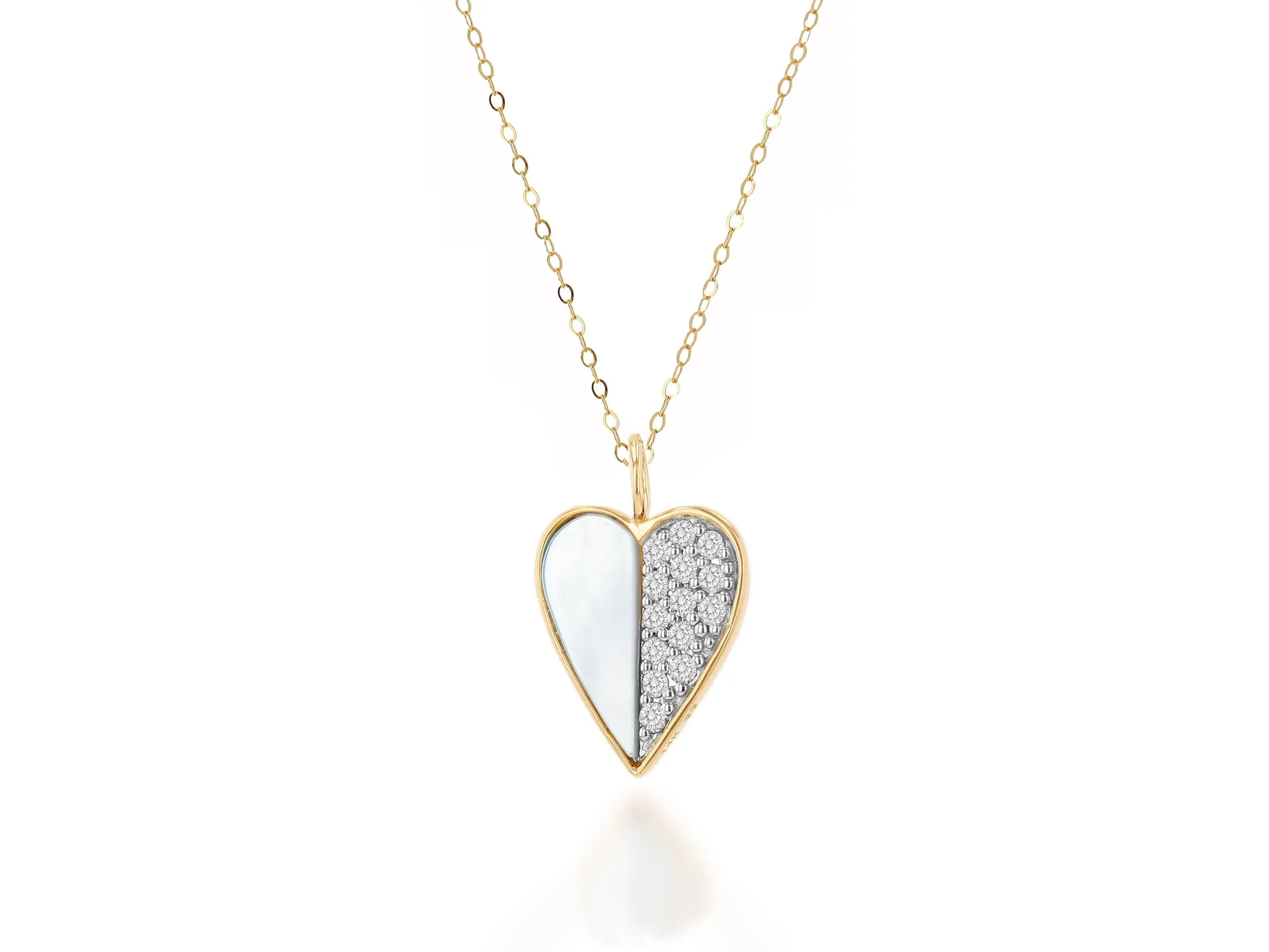 Diamond And Mother Of Pearl Heart Charm