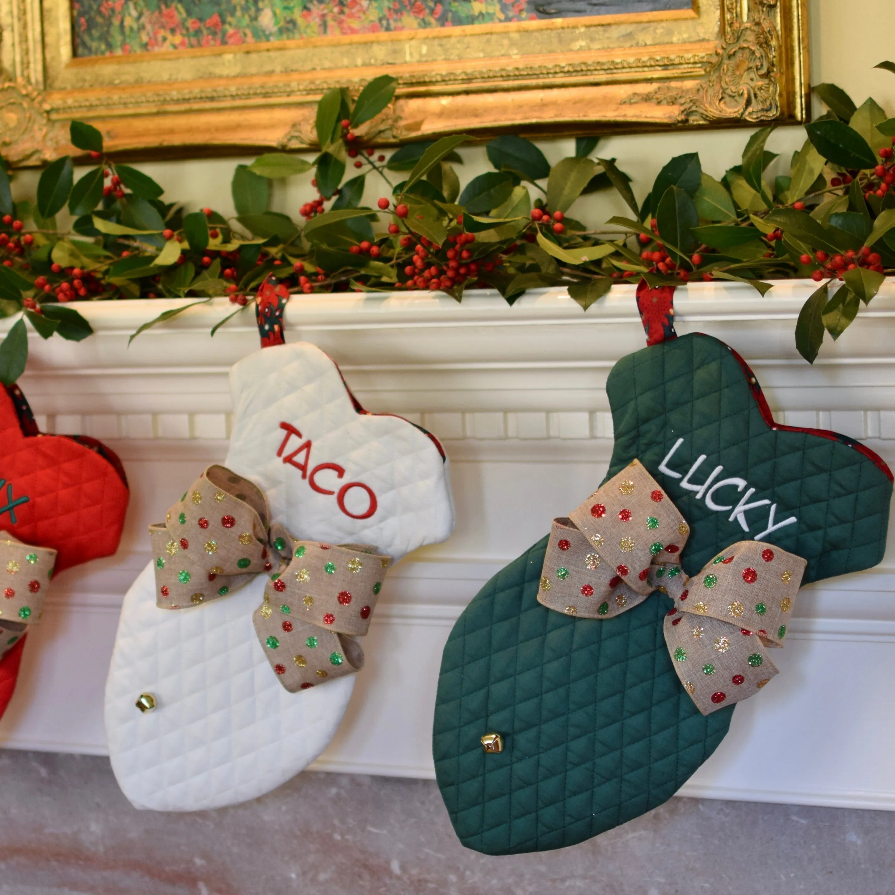 Dog Bone Christmas Stockings with Personalization