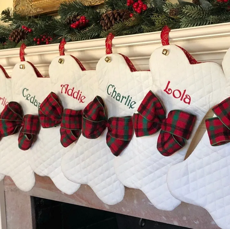 Dog Bone Christmas Stockings with Personalization