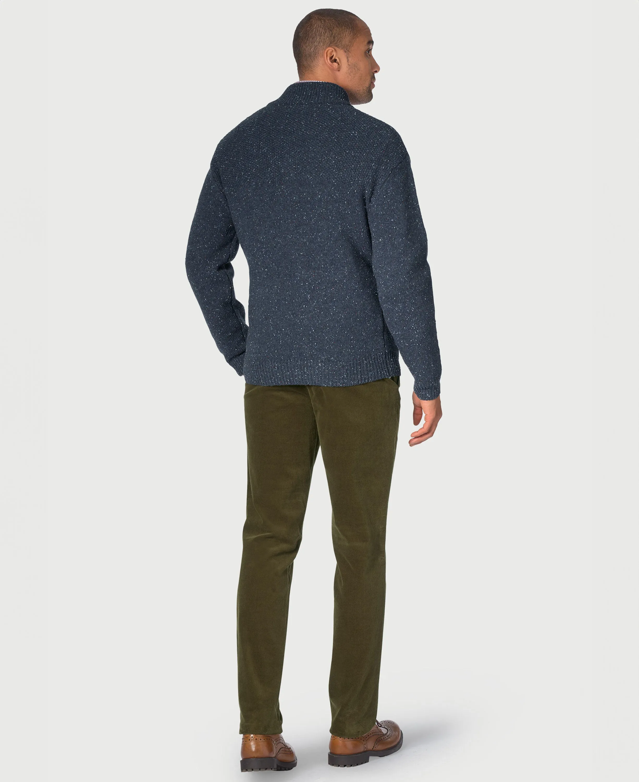 Eamont Button Neck Rice Knit Jumper - Blue