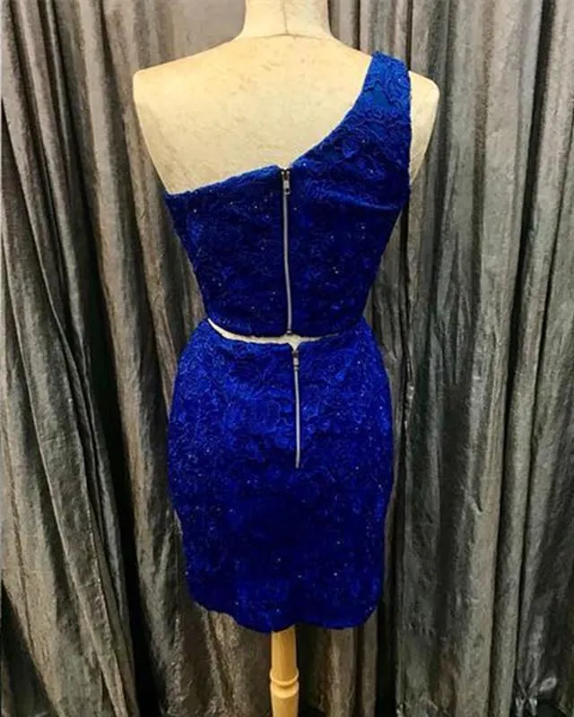 Elegant One Shoulder Homecoming Dresses Two Piece Prom Short Dress