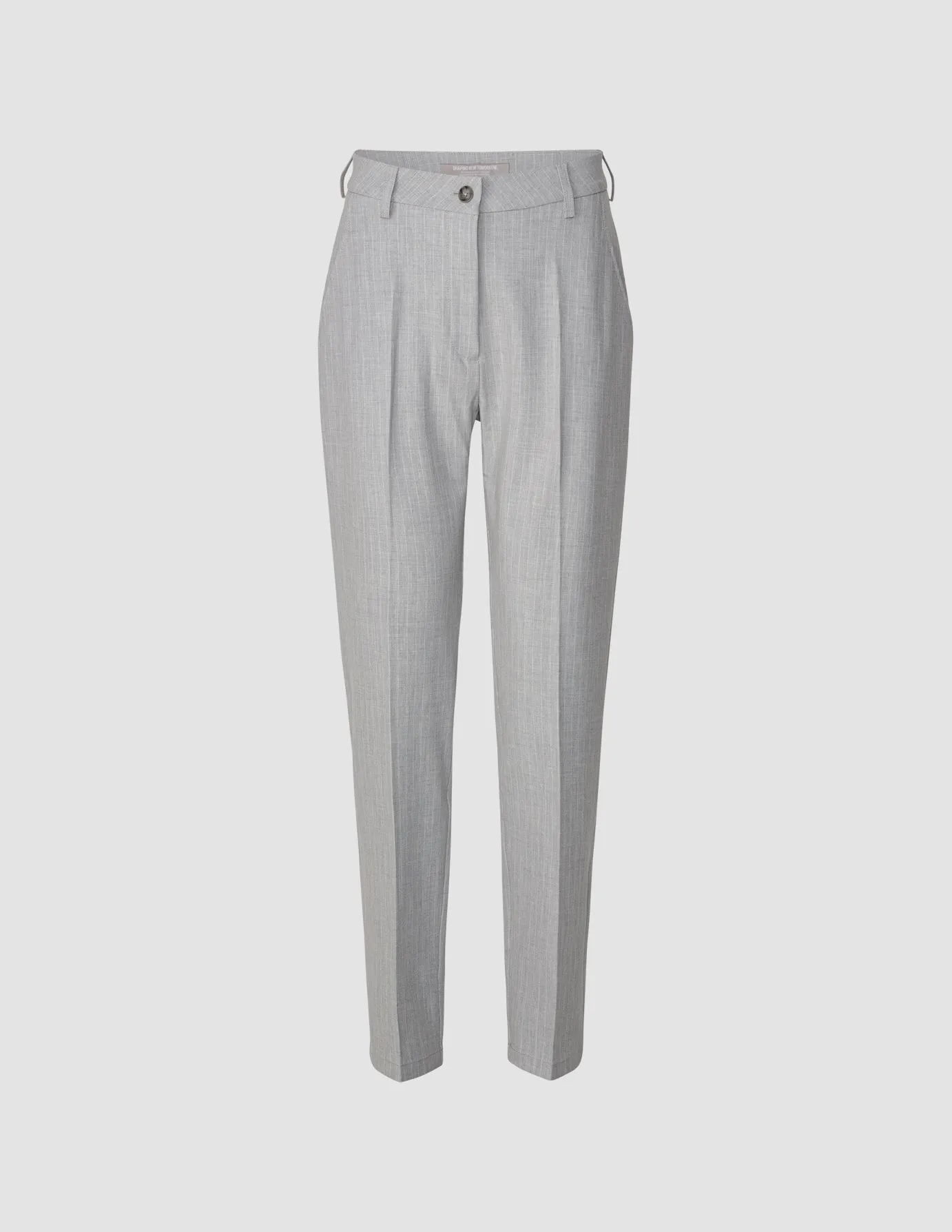 Essential Pants Tapered Light Grey Pinstriped