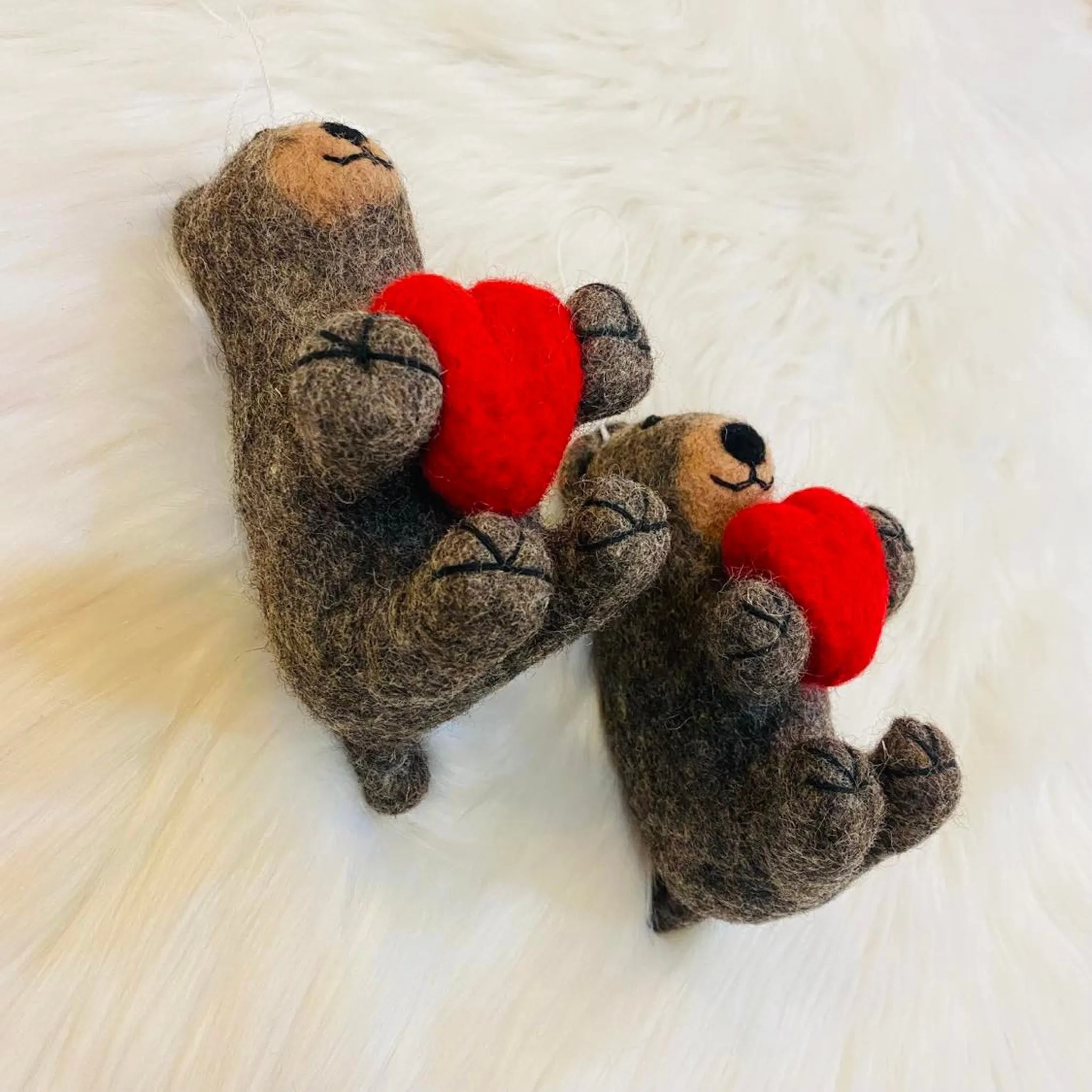 Felted Teddy Bear Ornaments