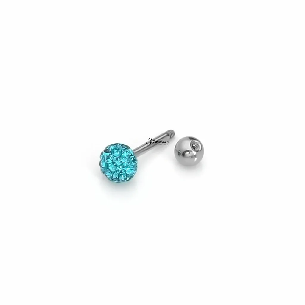 Ferido Crystal Disco Ball Top Tragus Barbell - Green