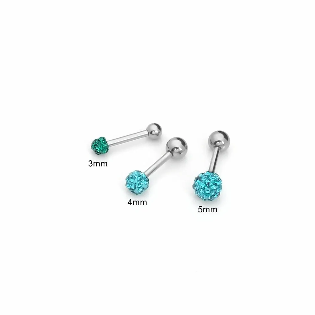 Ferido Crystal Disco Ball Top Tragus Barbell - Green