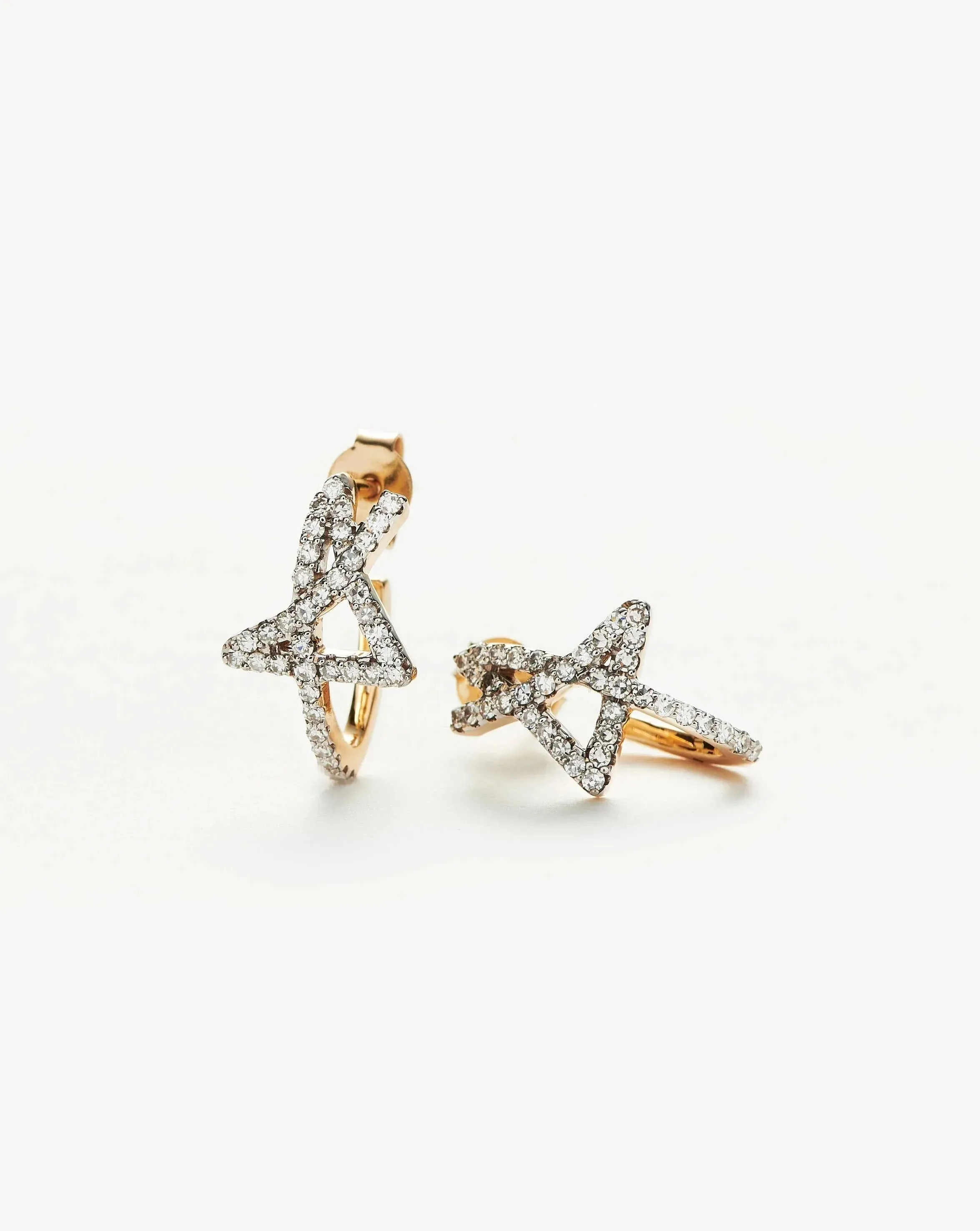 Fine Diamond Star Stud Earrings | 14k Solid Gold/Diamond