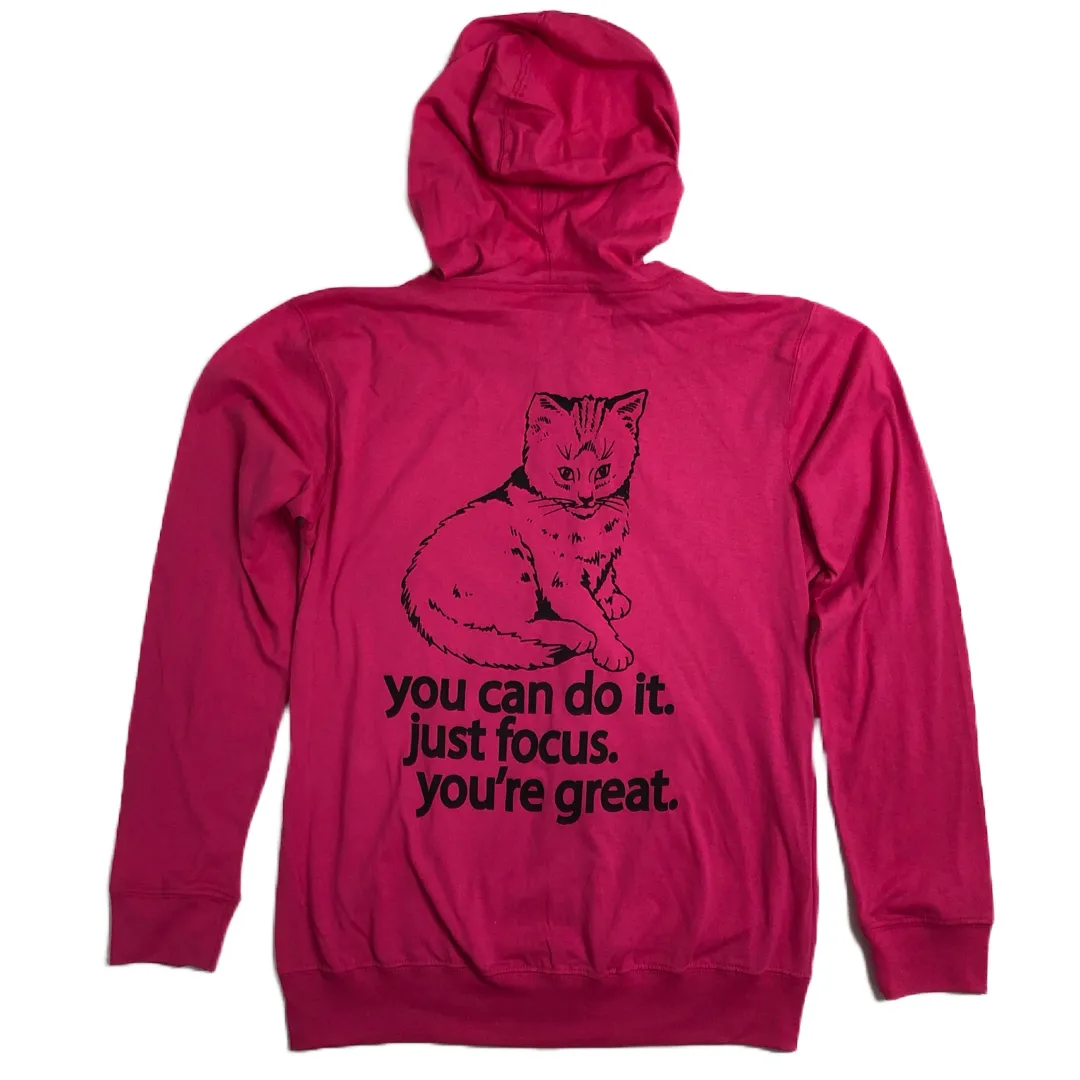 Focus Cat Lightweight Beach Hoodie - Very Pink