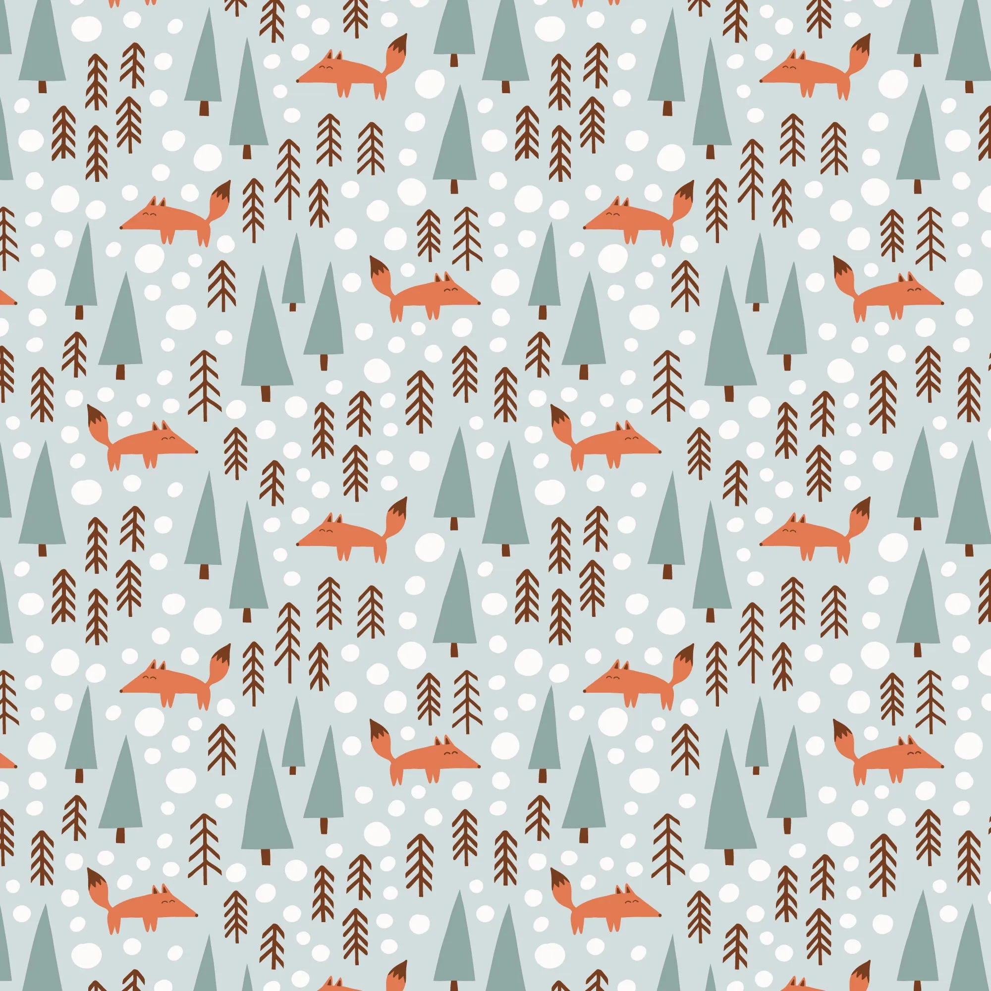 French Terry Blanket - Foxes Pale Blue