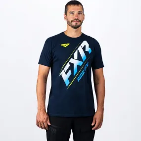 FXR Men's CX Premium Tee Navy/Blue/Hi-Vis