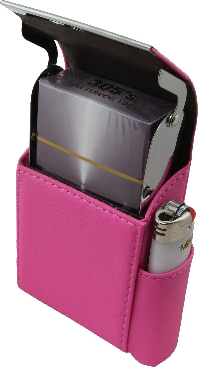 Genuine Leather Pink Fliptop Cigarette Case