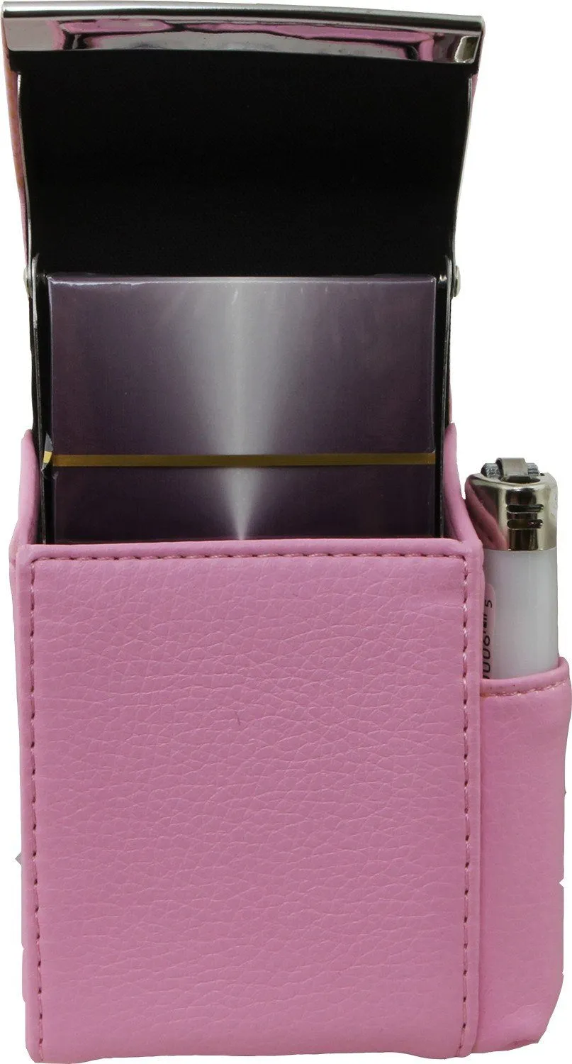 Genuine Leather Pink Fliptop Cigarette Case