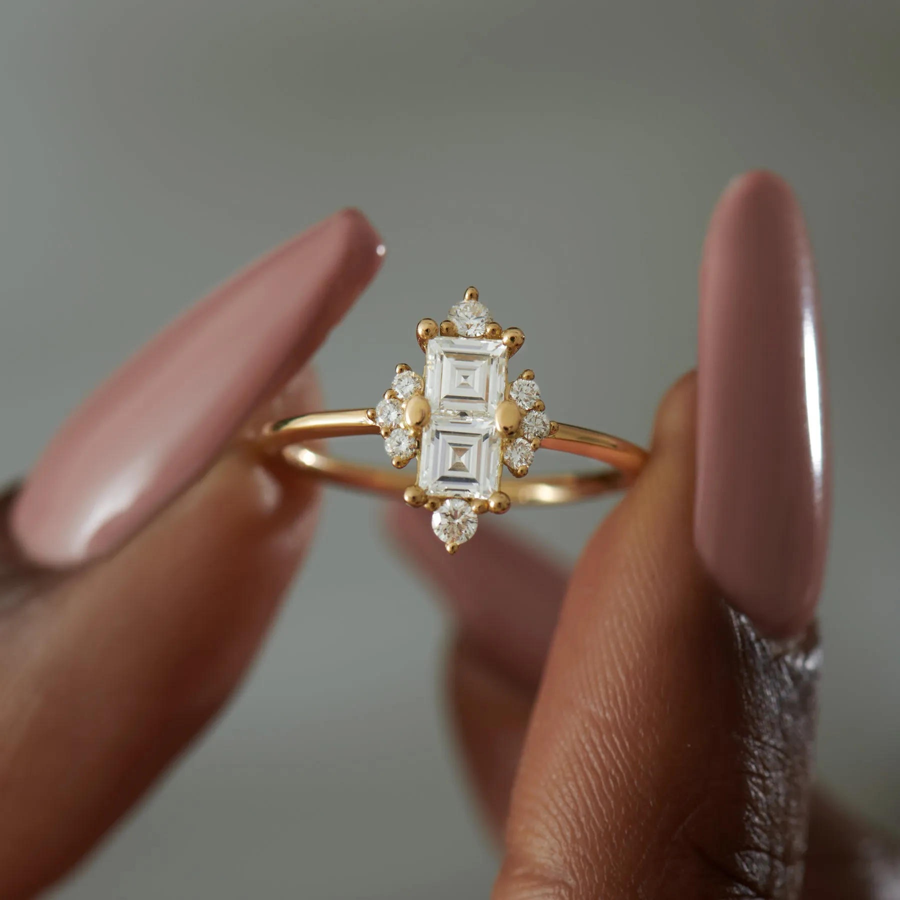 Gilded Mirror Carre Diamond Engagement Ring