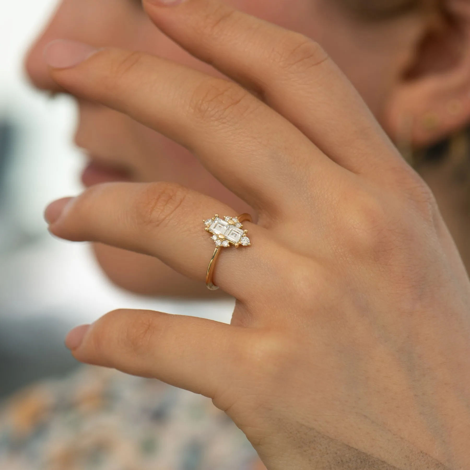 Gilded Mirror Carre Diamond Engagement Ring