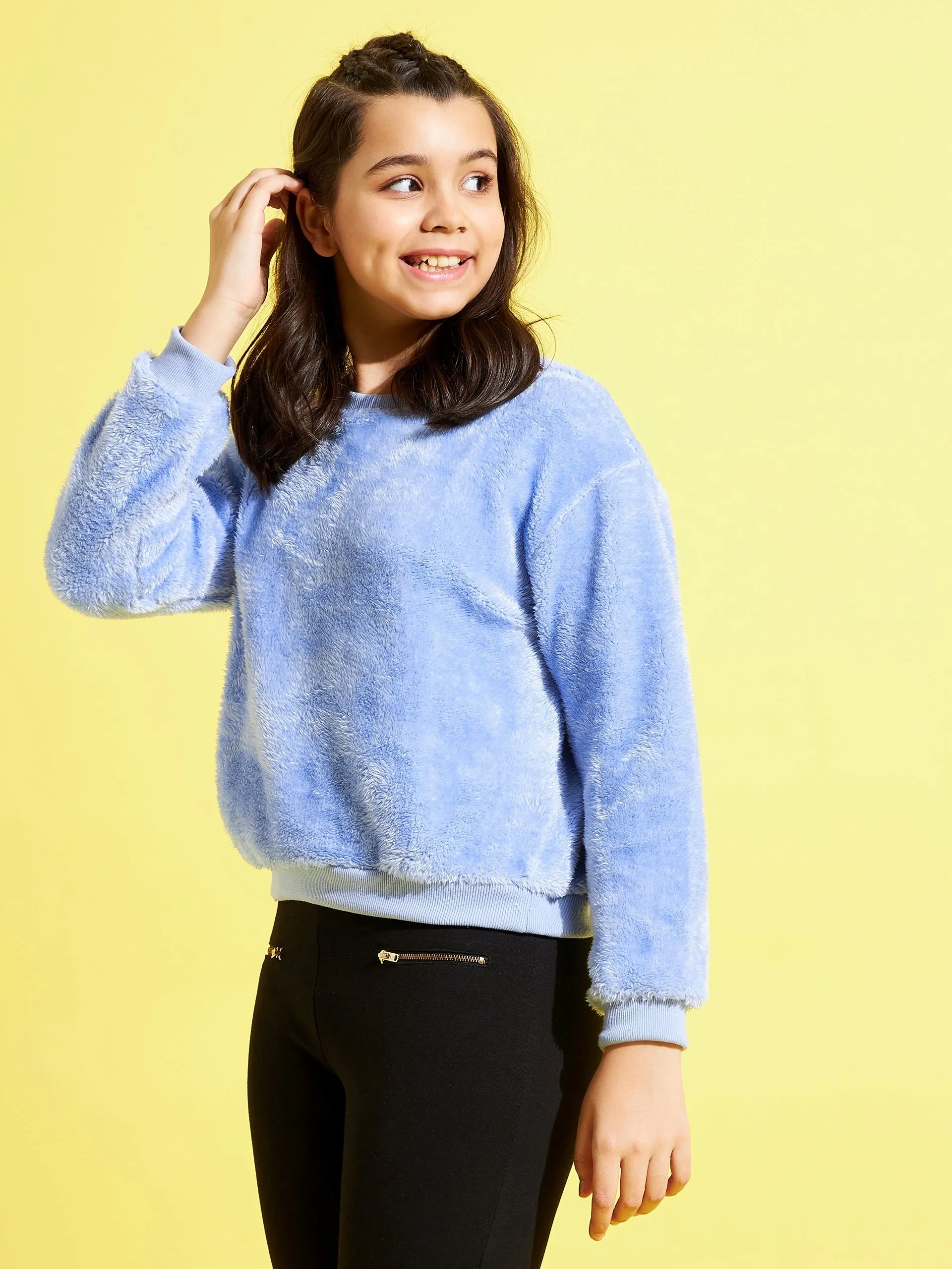 Girls Blue Fur Sweatshirt