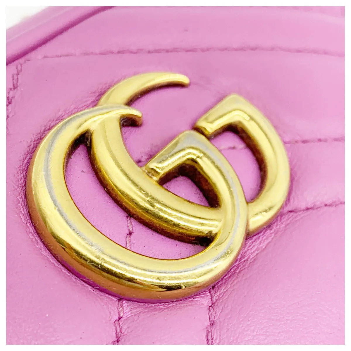 Gucci Marmont Mini Matelasse Gg Pink Leather Cross Body Bag