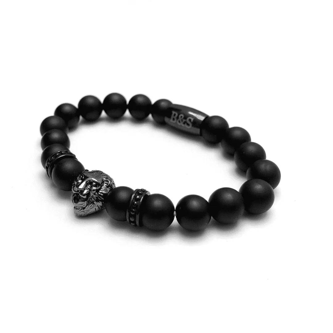 Gun Black Lion & Black Stones Bracelet