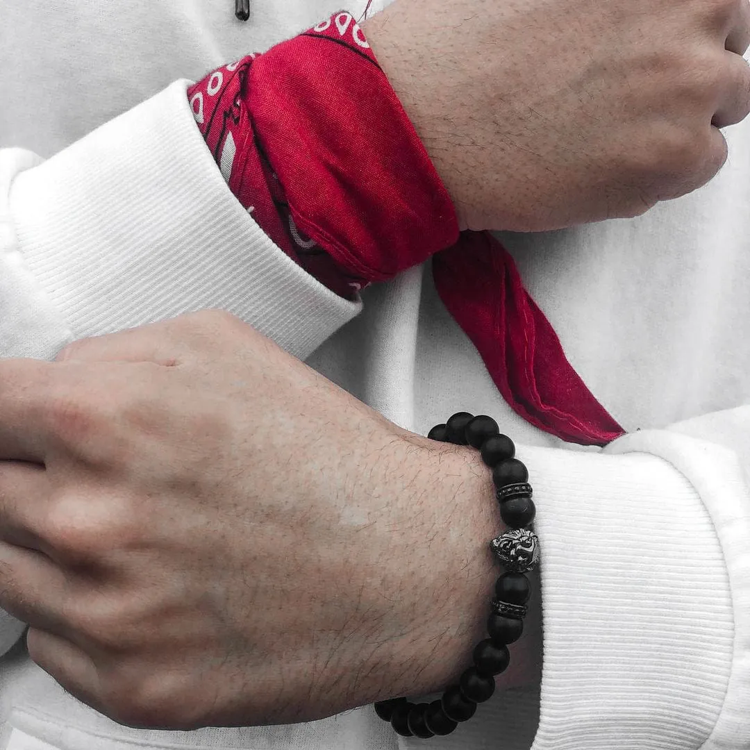 Gun Black Lion & Black Stones Bracelet