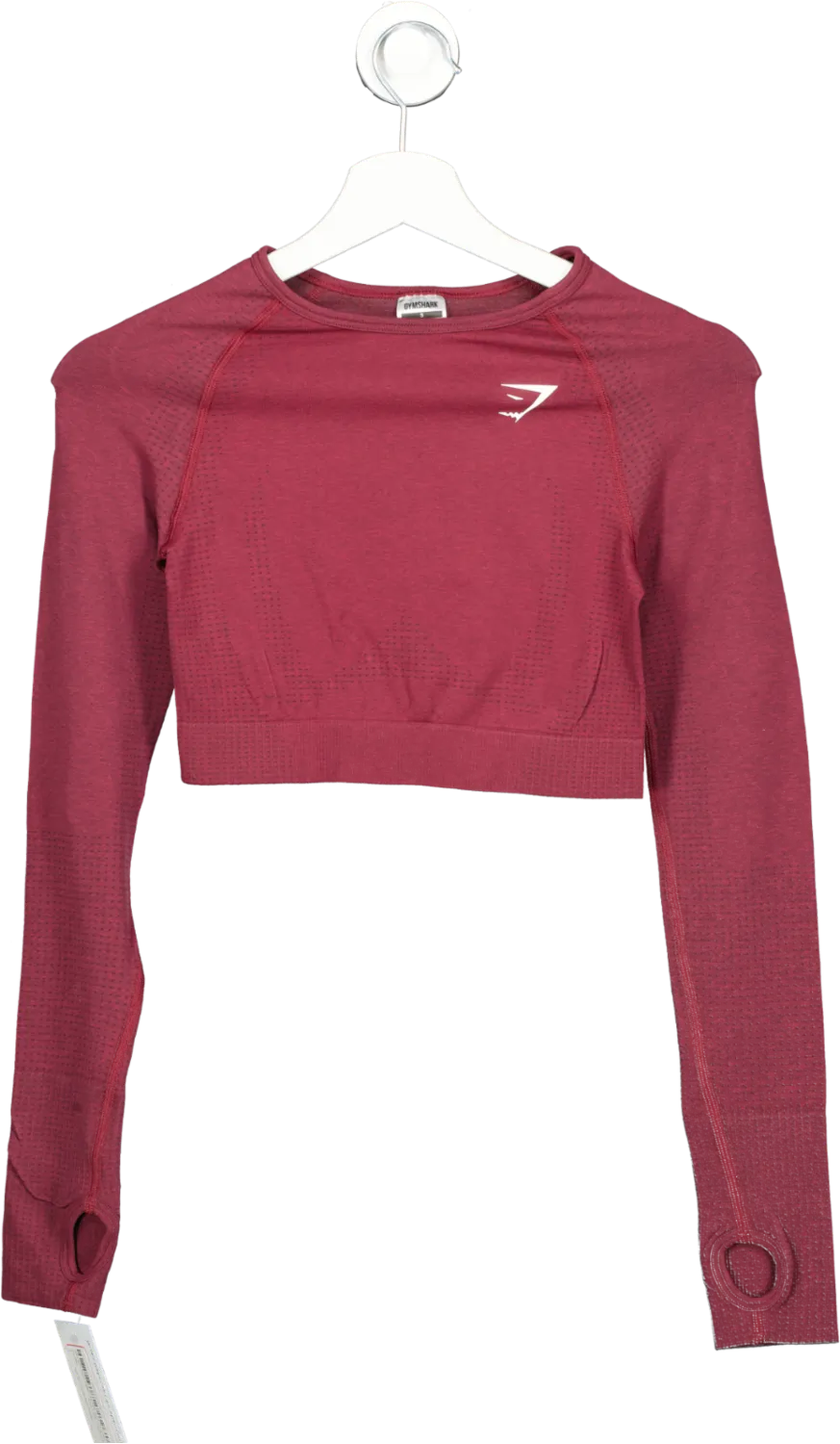 gymshark dark Red Training Long Sleeve Crop Top UK S