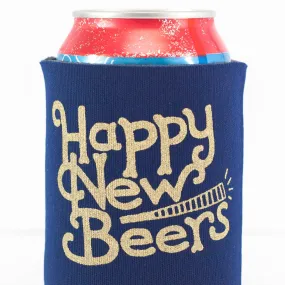 Happy New Beers holiday can coolie, easy stocking stuffer, New Year's Eve party favor