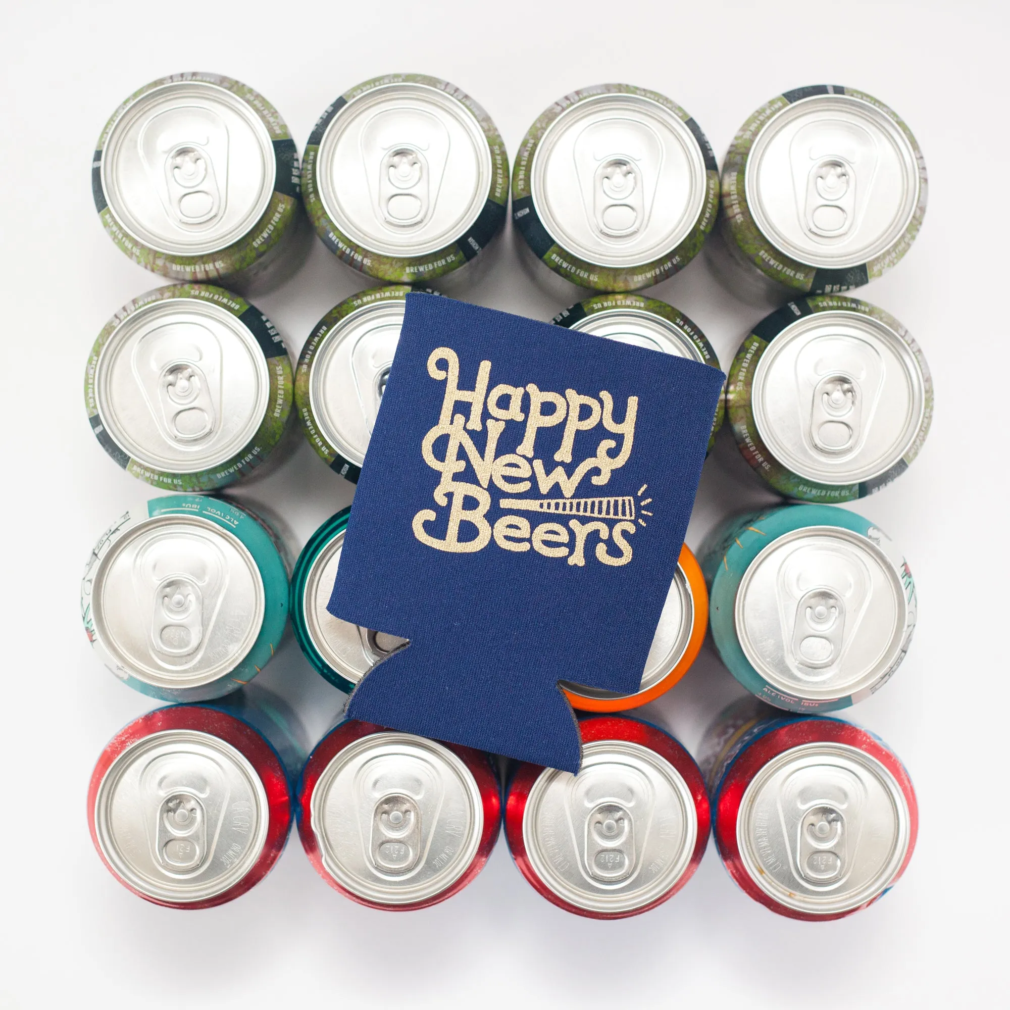 Happy New Beers holiday can coolie, easy stocking stuffer, New Year's Eve party favor