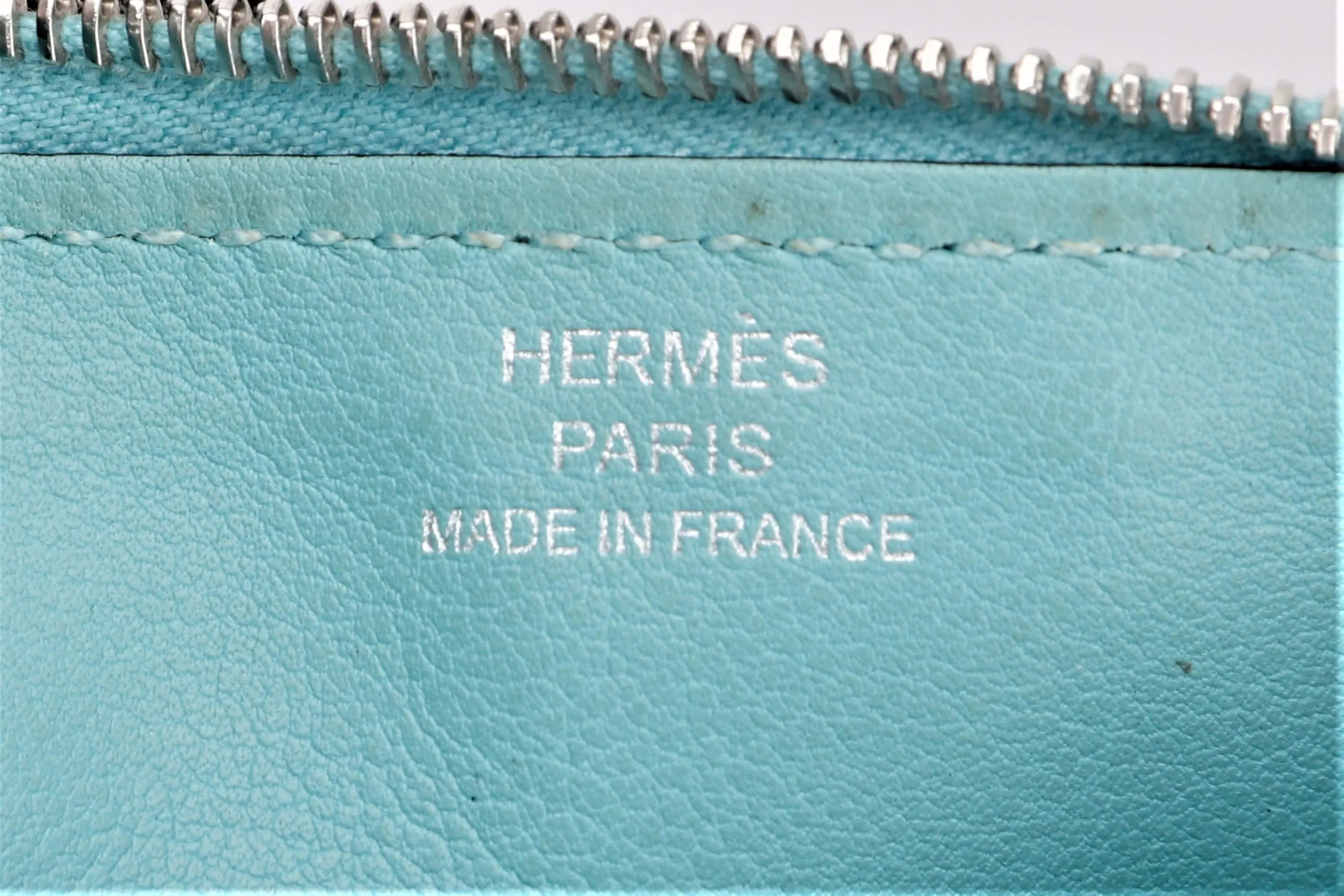 HERMES DONGON DUO WALLET (STAMP X) BLUE TOGO LEATHER PALLADIUM HARDWARE, NO DUST COVER & BOX