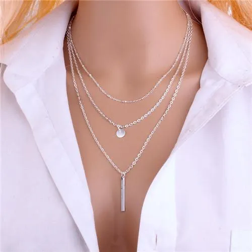 Hot Fashion Gold Color Multilayer Coin Tassels Lariat Bar Necklaces Beads Choker Feather Pendants Necklaces For Women Bijoux