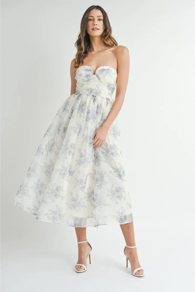 Irene Sweetheart Organza Midi Dress