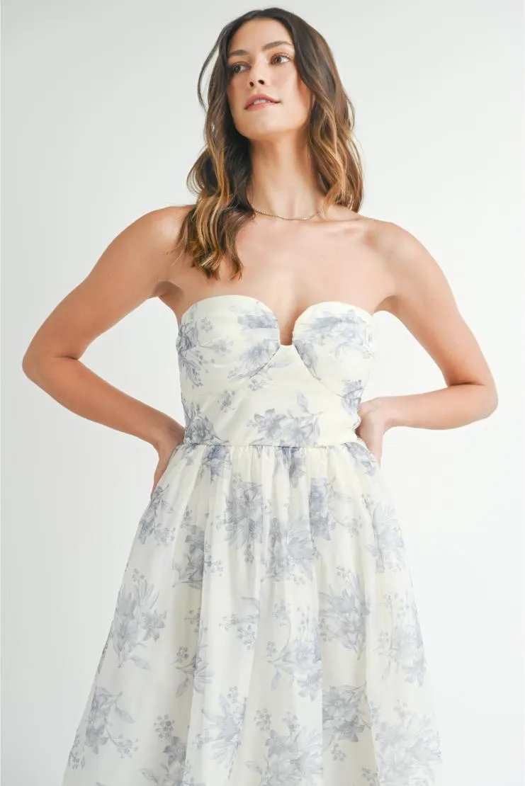 Irene Sweetheart Organza Midi Dress