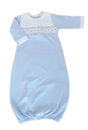 Isaac Baby Boy hand smocked blue daygown