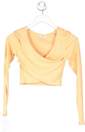 Jack wills Orange Wrap Front Long Sleeve Crop Top UK 10