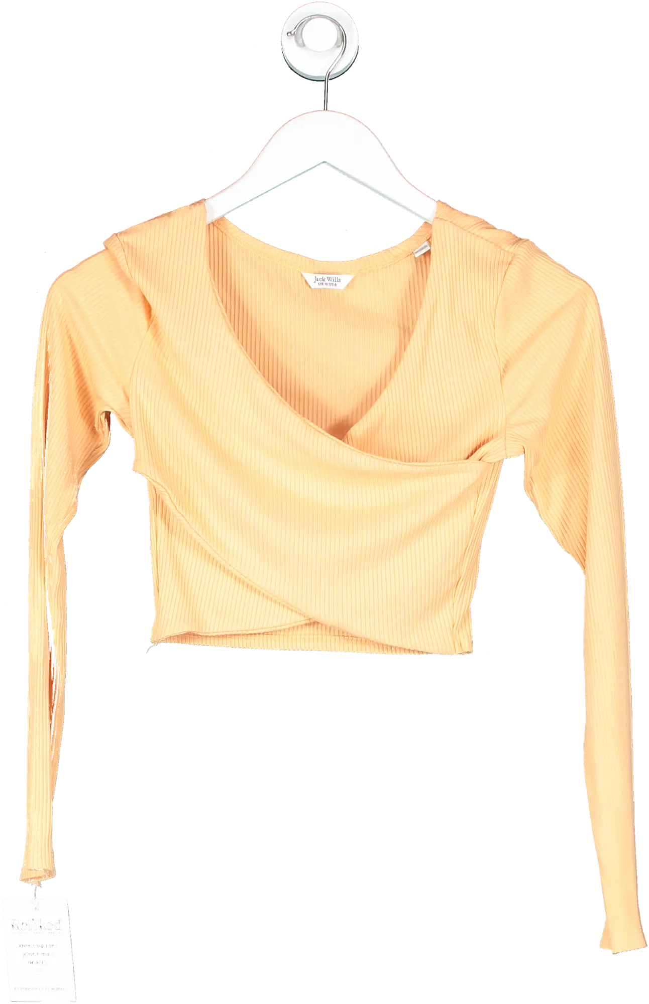 Jack wills Orange Wrap Front Long Sleeve Crop Top UK 10