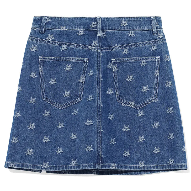 Jacquard Denim Half Women Skirt