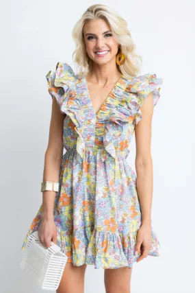 Karlie: Floral London Double V-Neck Dress