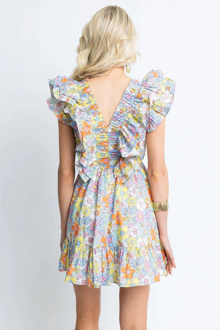 Karlie: Floral London Double V-Neck Dress