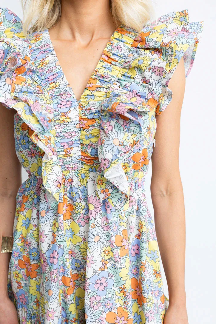 Karlie: Floral London Double V-Neck Dress