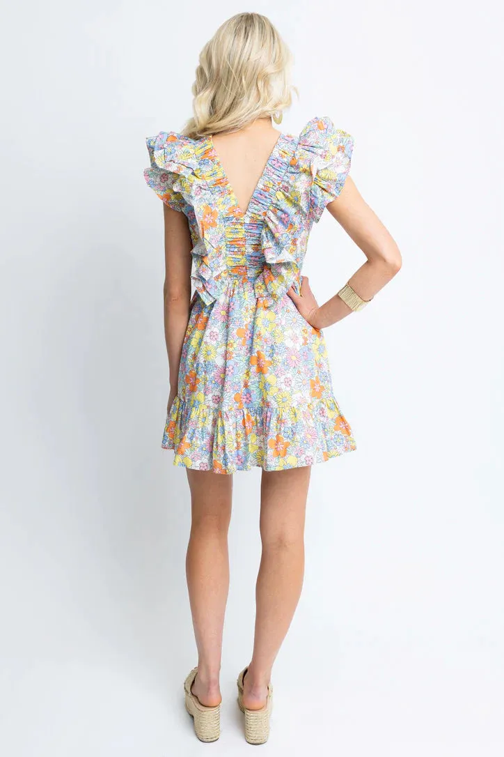 Karlie: Floral London Double V-Neck Dress