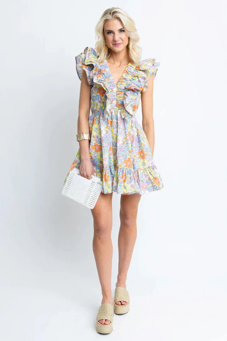 Karlie: Floral London Double V-Neck Dress