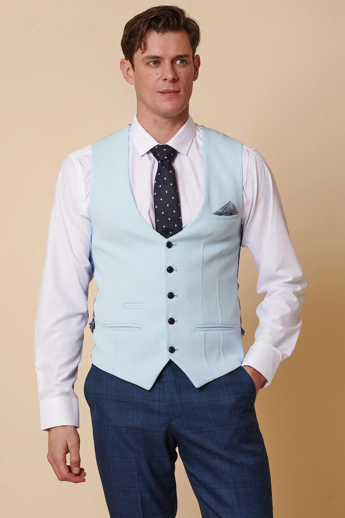 KELVIN - Sky Blue Single Breasted Waistcoat