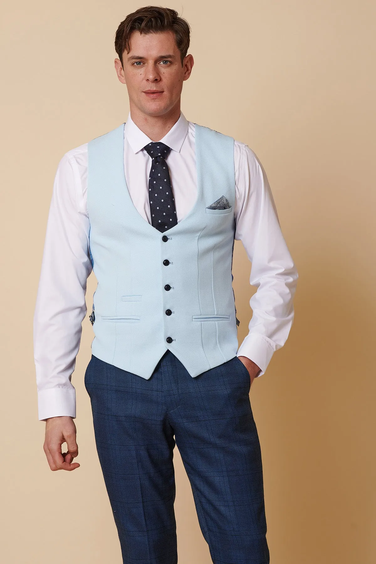 KELVIN - Sky Blue Single Breasted Waistcoat