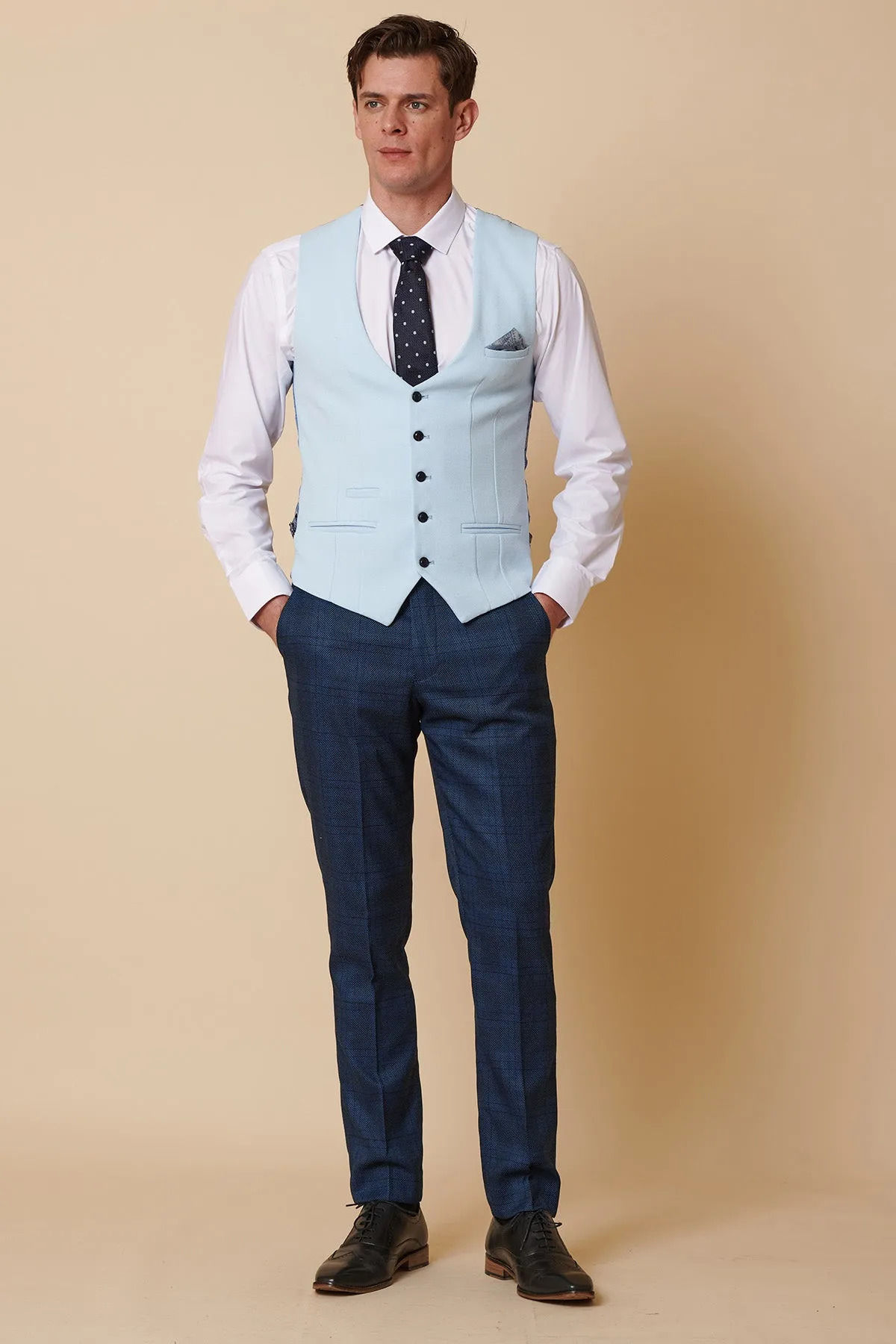 KELVIN - Sky Blue Single Breasted Waistcoat