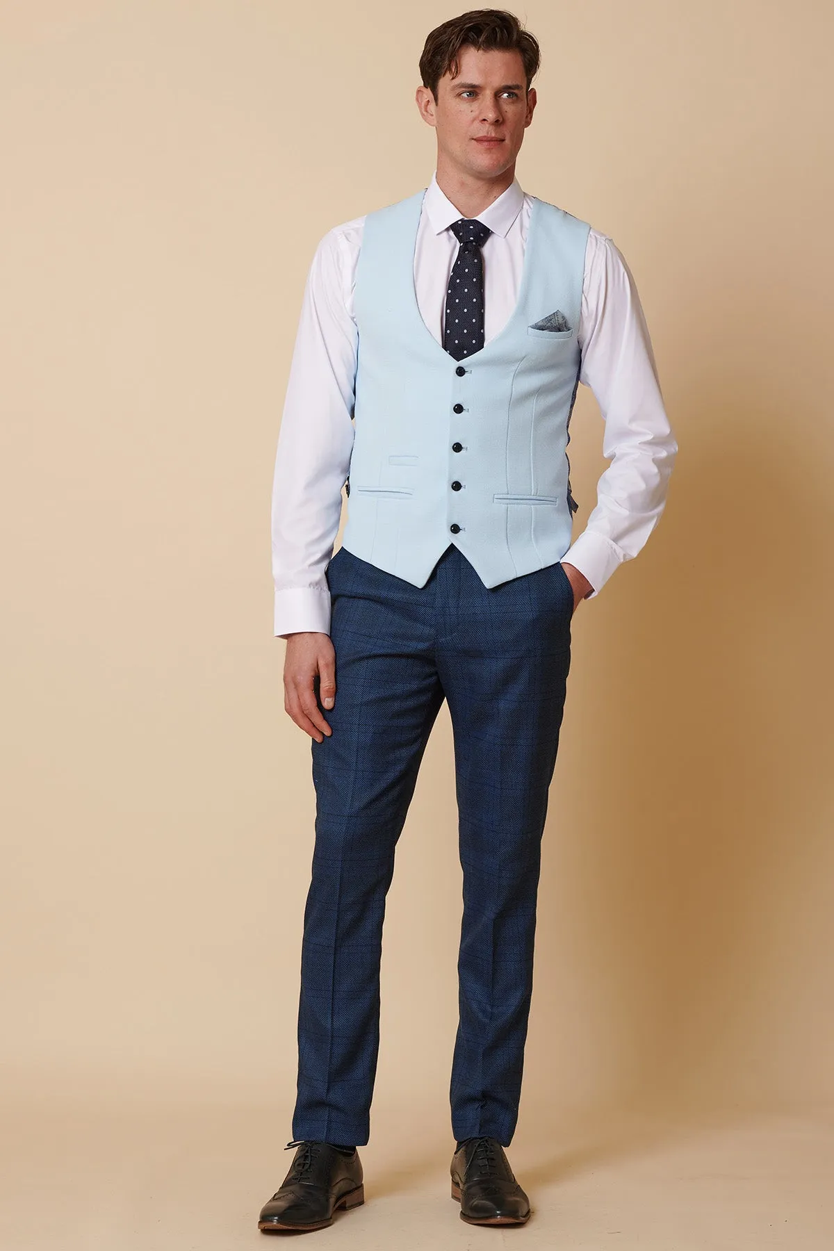 KELVIN - Sky Blue Single Breasted Waistcoat