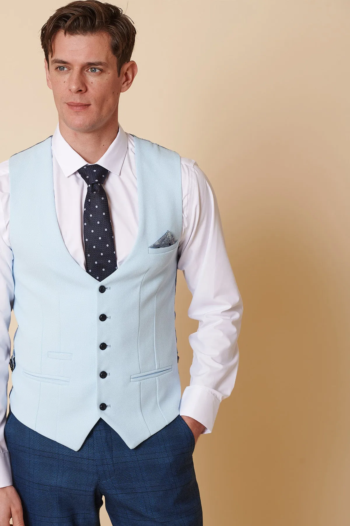 KELVIN - Sky Blue Single Breasted Waistcoat