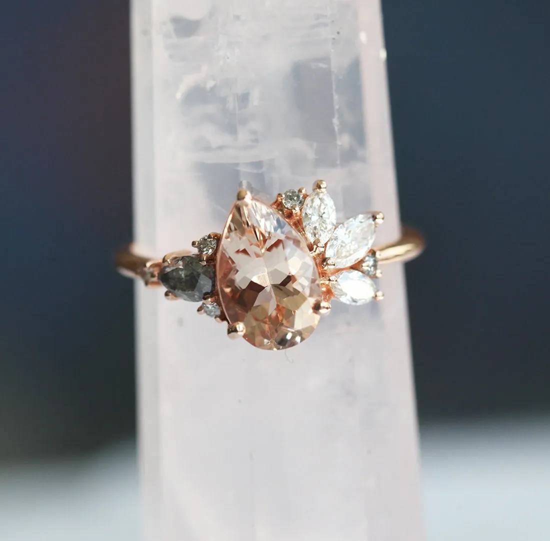 Khaleesi Pear Morganite Diamond Cluster Ring