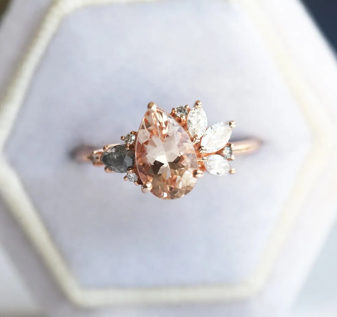 Khaleesi Pear Morganite Diamond Cluster Ring