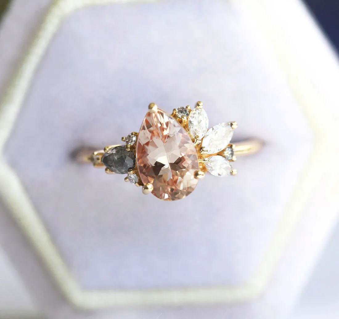 Khaleesi Pear Morganite Diamond Cluster Ring