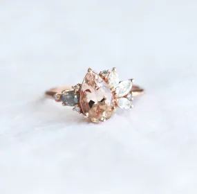 Khaleesi Pear Morganite Diamond Cluster Ring