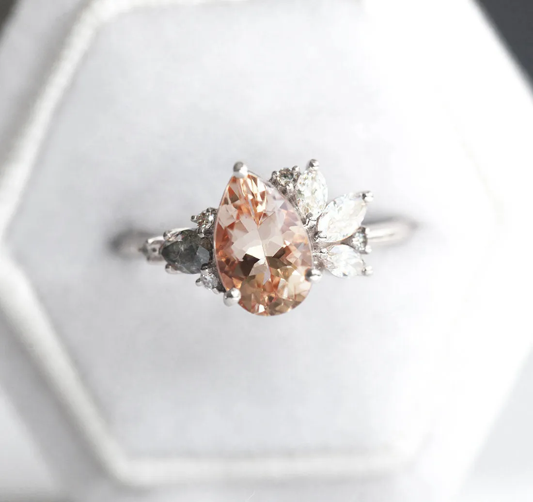 Khaleesi Pear Morganite Diamond Cluster Ring