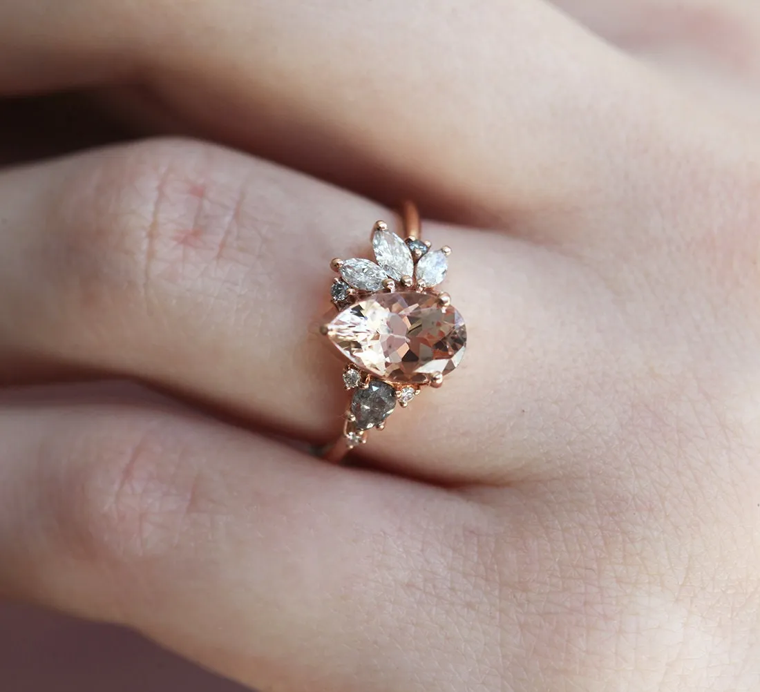 Khaleesi Pear Morganite Diamond Cluster Ring