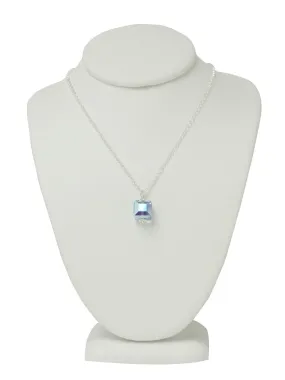 Light Sapphire Blue Cube Necklace